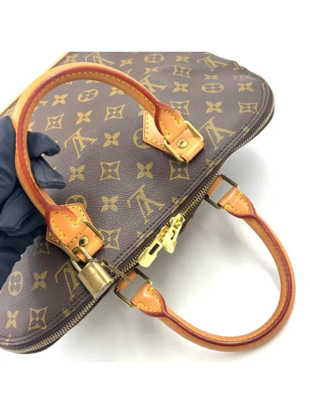 Louis Vuitton Alma PM Monogram Leather Brown Light Handbag Gold